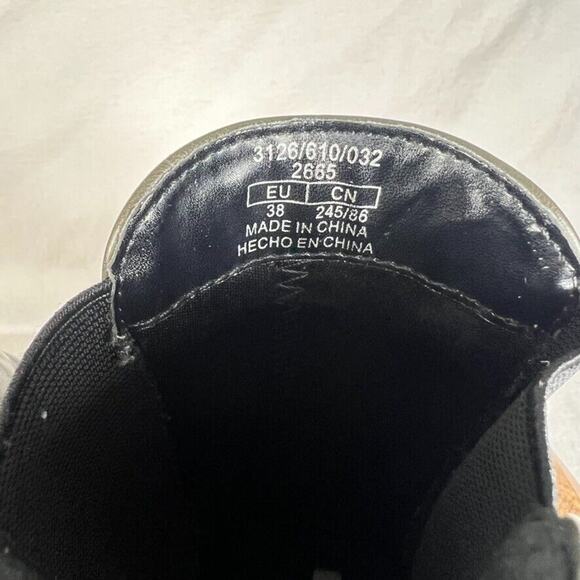 Zara Boots Womens 8 Brown Leather Ankle Lug Soles Round Toe Elastic Side Panels - Picture 10 of 13